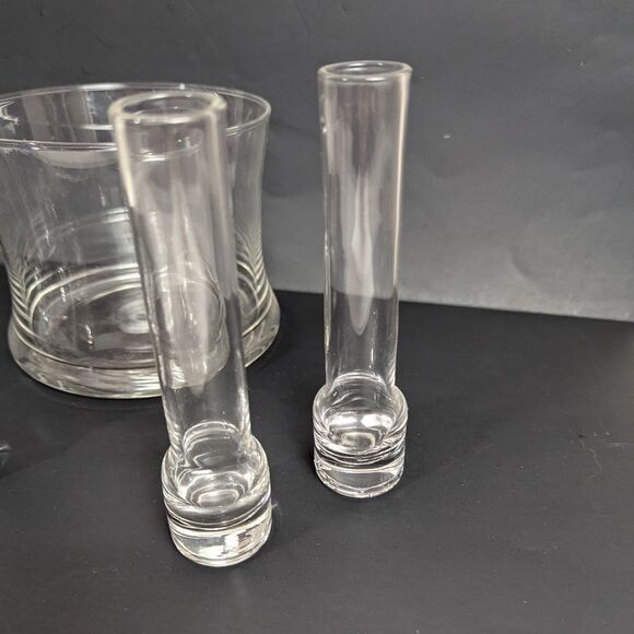 Clear Ridged Glass Tumblers Elegant Dining Drinkware - Picture 4 of 6